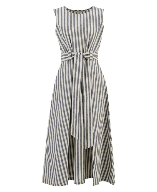 Young Ideas & Henmores - Inez Midi Dress - NY99 Dark Navy Stripe - 8