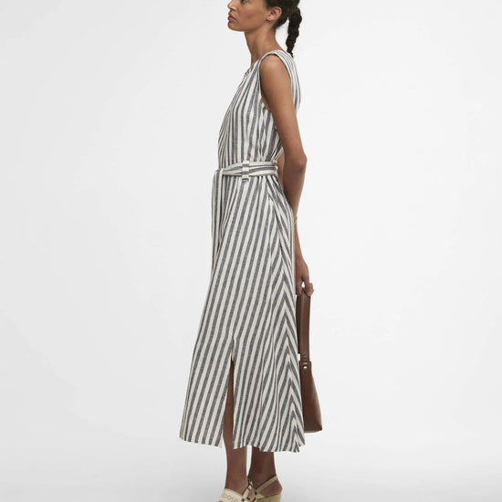 Young Ideas & Henmores - Inez Midi Dress - NY99 Dark Navy Stripe - 8