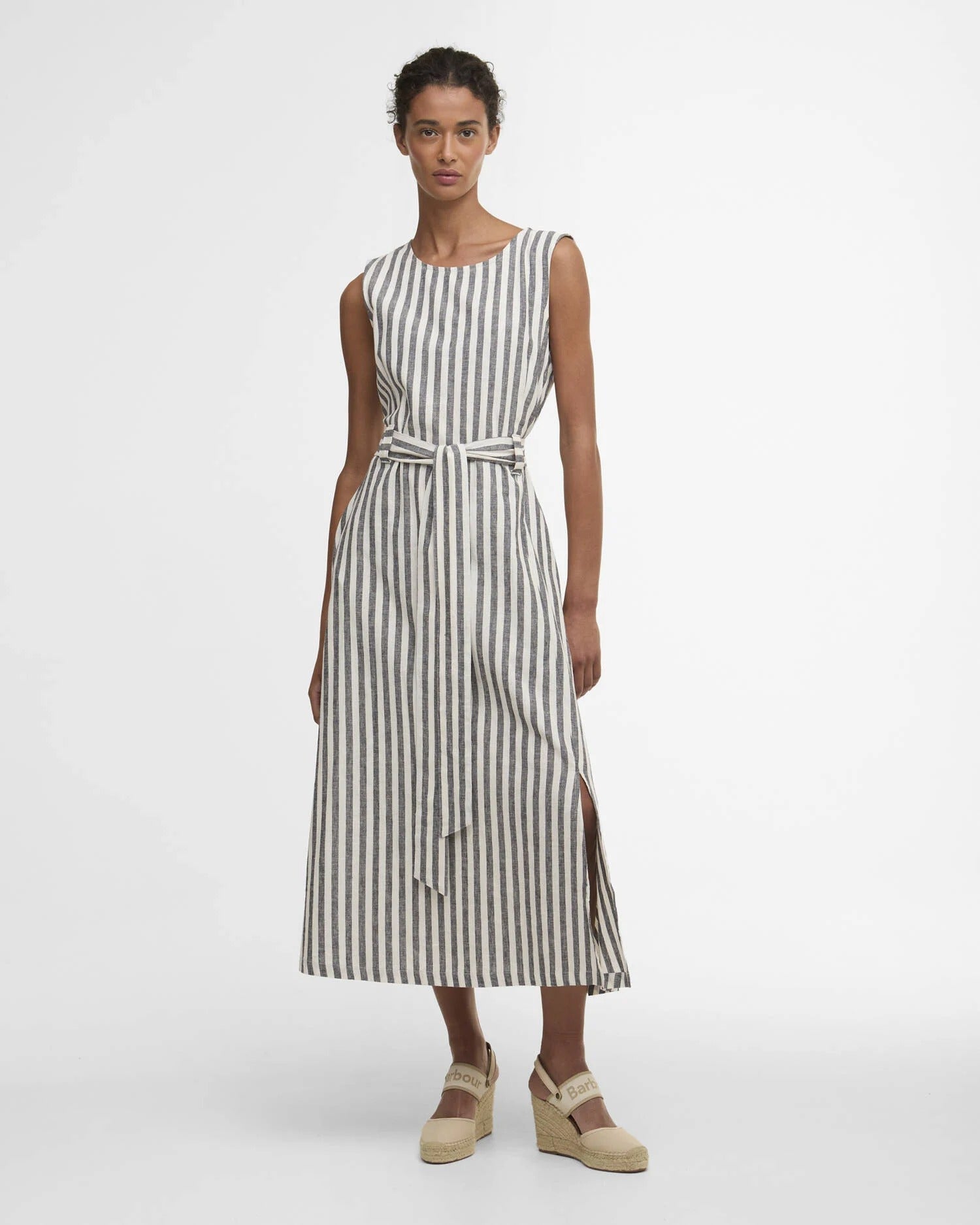 Young Ideas & Henmores - Inez Midi Dress - NY99 Dark Navy Stripe - 8