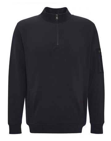 Young Ideas/Henmores - Ewan Half Zip Funnel Neck - BK11 Black - M