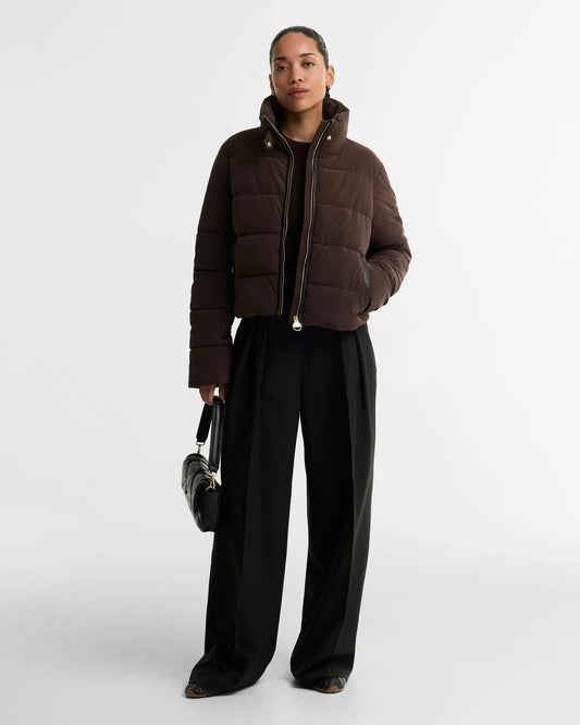 Young Ideas & Henmores -Halina Faux Velvet Puffer Jacket -BR31 Truffle -8