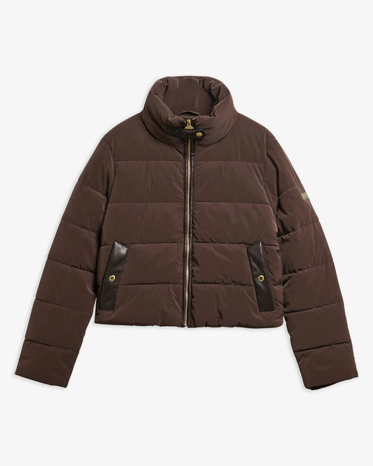 Young Ideas & Henmores -Halina Faux Velvet Puffer Jacket -BR31 Truffle -8