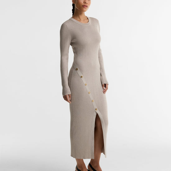 Young Ideas & Henmores -Molina Knitted Midi Dress -BR13 Nutmeg -8