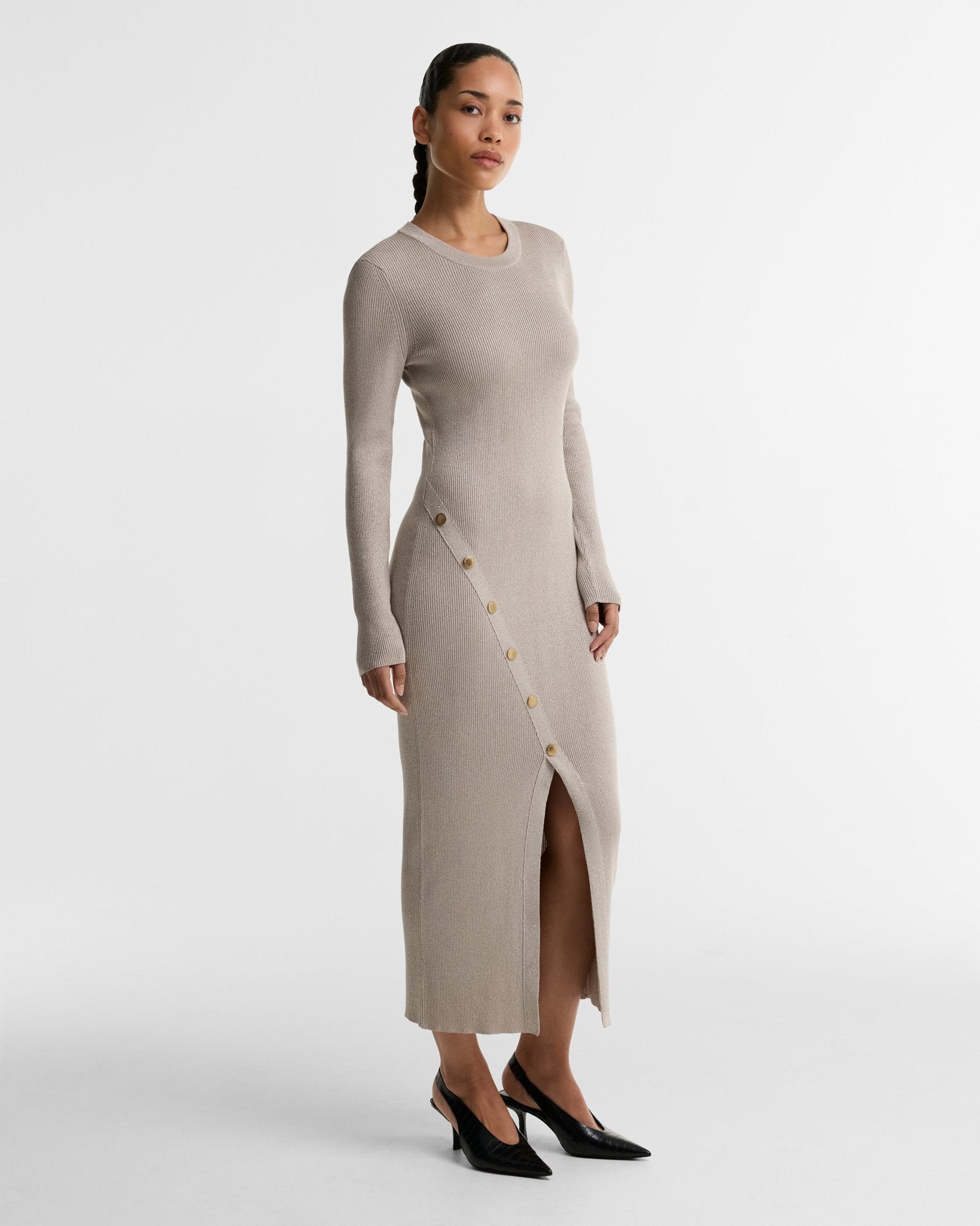 Young Ideas & Henmores -Molina Knitted Midi Dress -BR13 Nutmeg -8