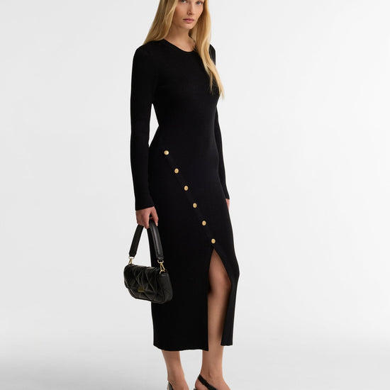 Young Ideas & Henmores -Molina Knitted Midi Dress -BK11 Black -8