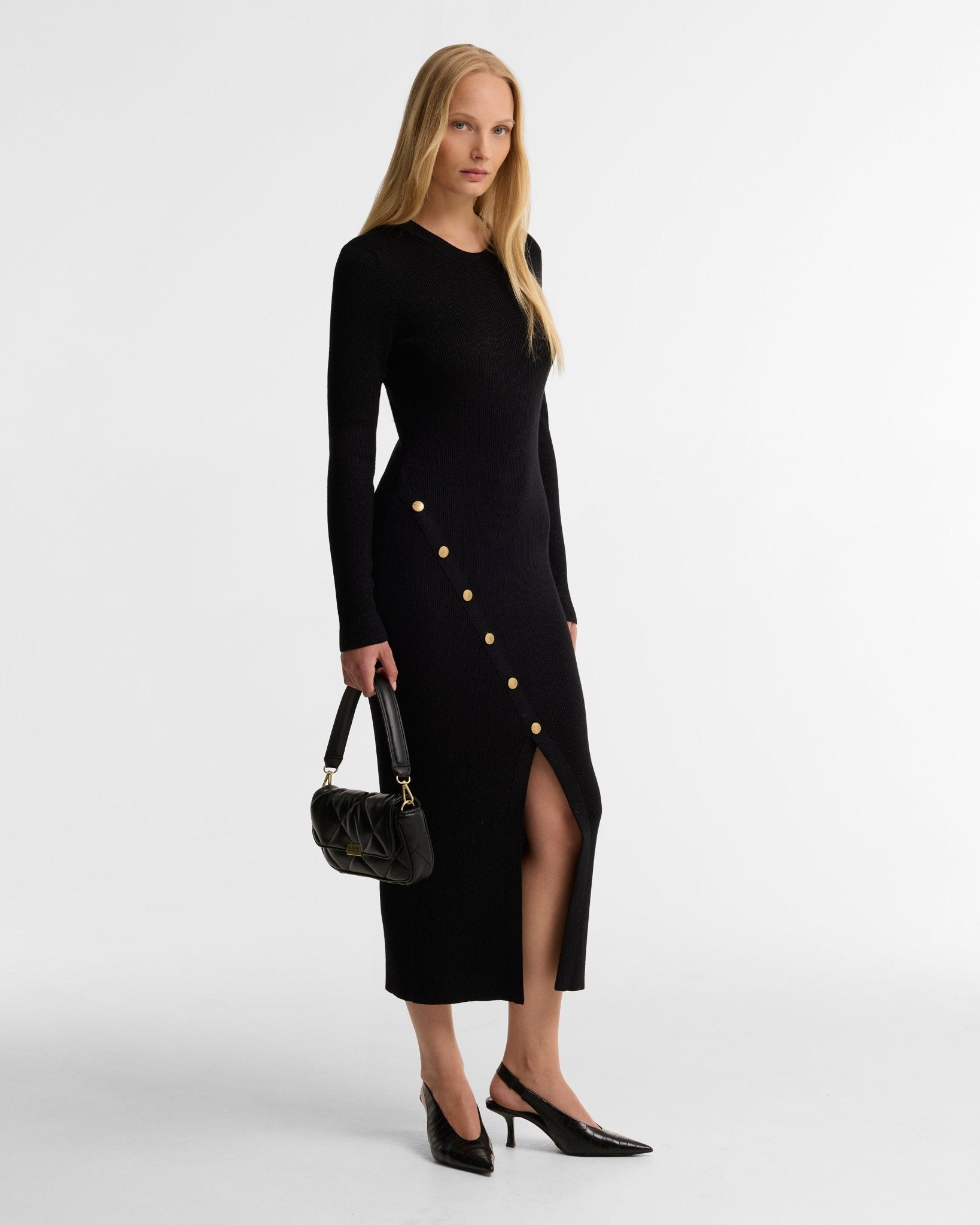 Young Ideas & Henmores -Molina Knitted Midi Dress -BK11 Black -8