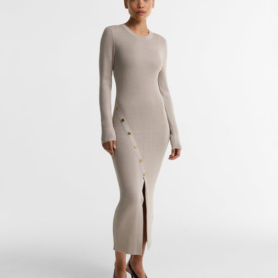 Young Ideas & Henmores -Molina Knitted Midi Dress -BR13 Nutmeg -8