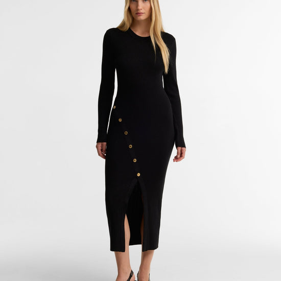Young Ideas & Henmores -Molina Knitted Midi Dress -BK11 Black -8