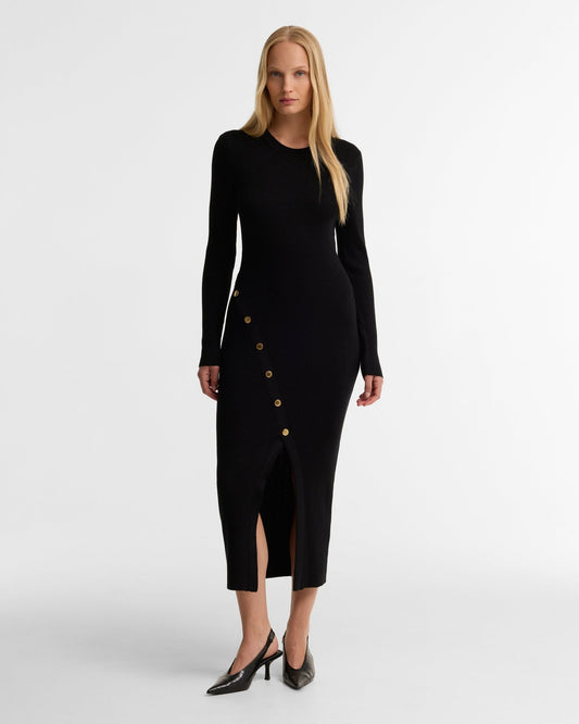 Young Ideas & Henmores -Molina Knitted Midi Dress -BK11 Black -8