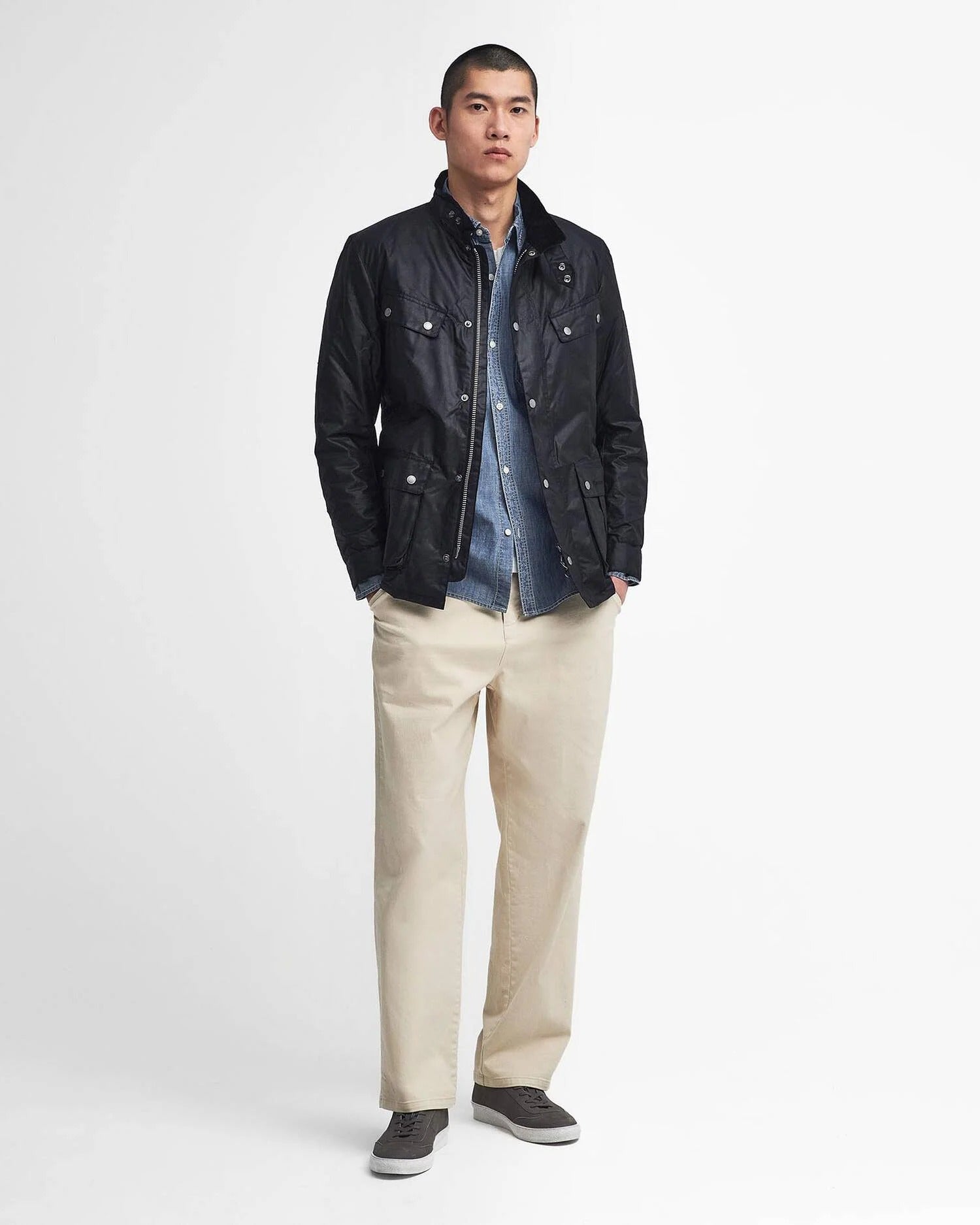 Young Ideas & Henmores -Tourer Duke Wax Jacket -BK11 Black -S