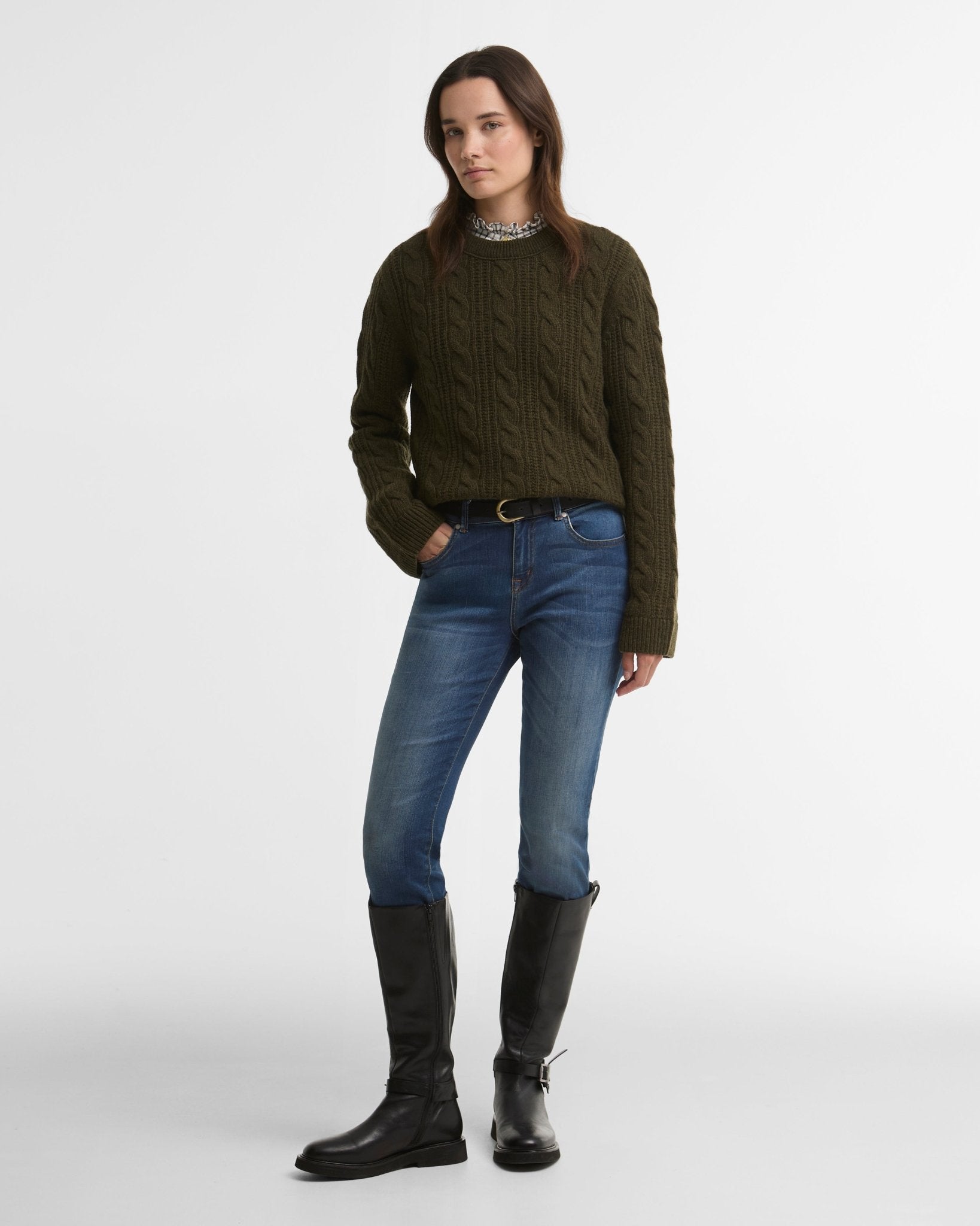 Young Ideas & Henmores -Joan Knitted Jumper -OL71 Olive -8