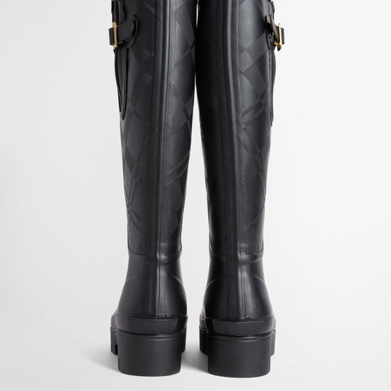 Young Ideas & Henmores -Leighton Tartan Tall Welly -BK11 Black -4