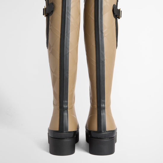 Young Ideas & Henmores -Leighton Tartan Tall Welly -BE31 Military Brown/Black -4