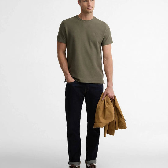 Young Ideas & Henmores - Lingdale Textured Tailored T-Shirt - OL56 Dusty Olive - M