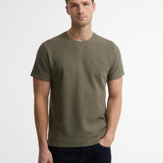 Young Ideas & Henmores - Lingdale Textured Tailored T-Shirt - OL56 Dusty Olive - M