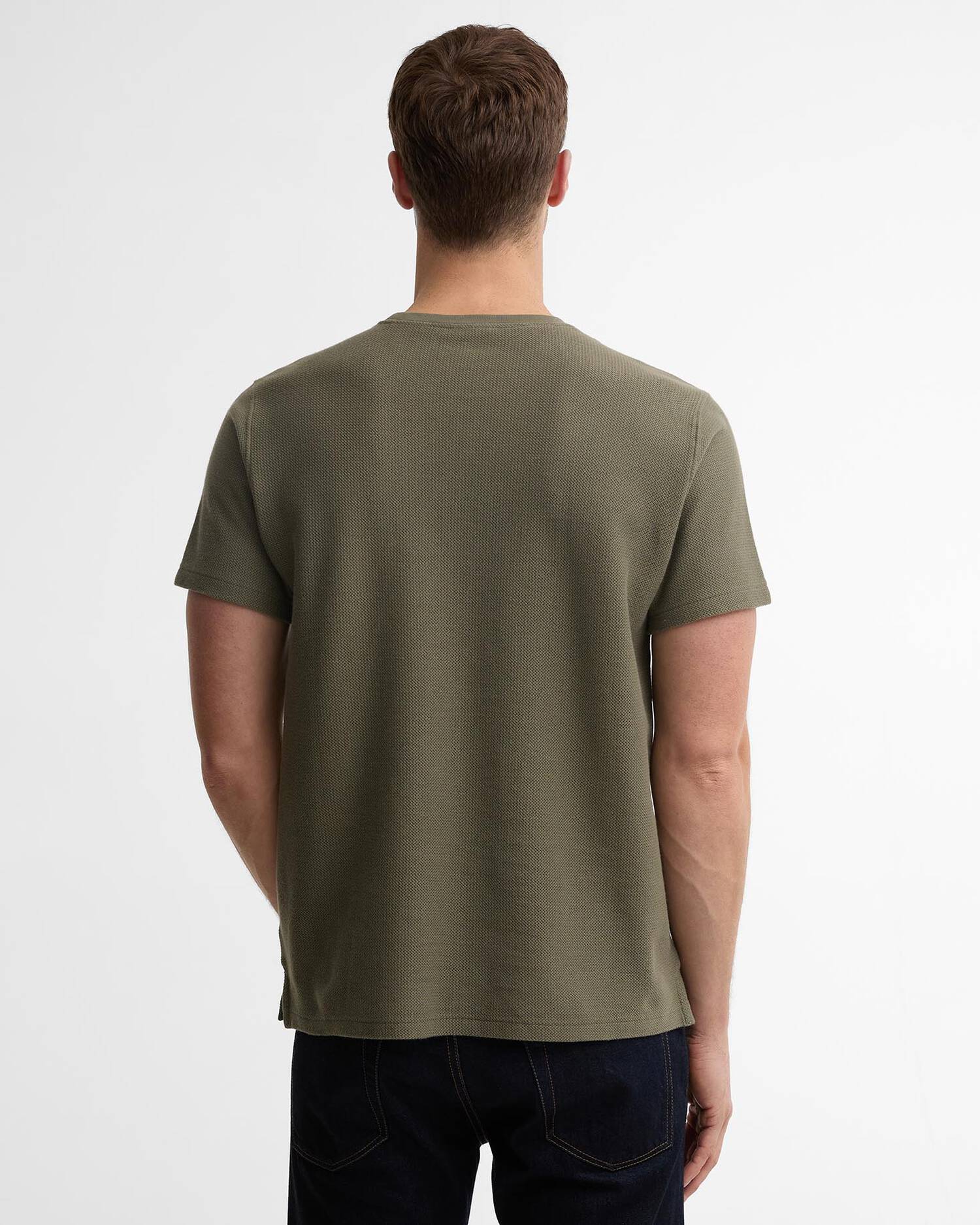 Young Ideas & Henmores - Lingdale Textured Tailored T-Shirt - OL56 Dusty Olive - M