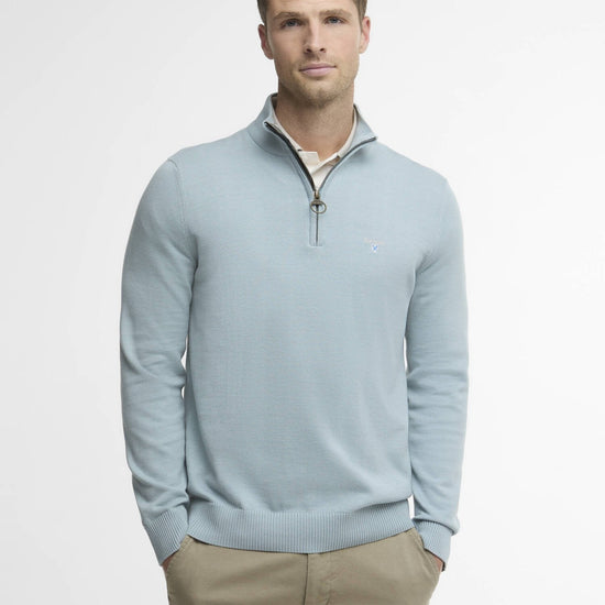 Young Ideas/Henmores - Lingwood Compact Cotton Half Zip Sweater - BU64 Slate - M