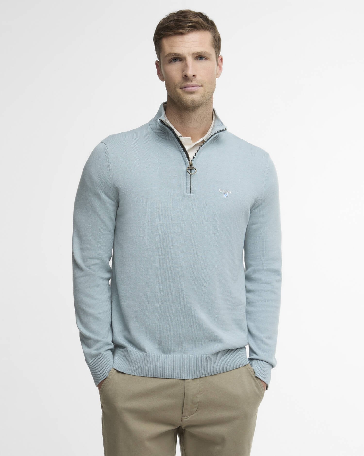 Young Ideas/Henmores - Lingwood Compact Cotton Half Zip Sweater - BU64 Slate - M