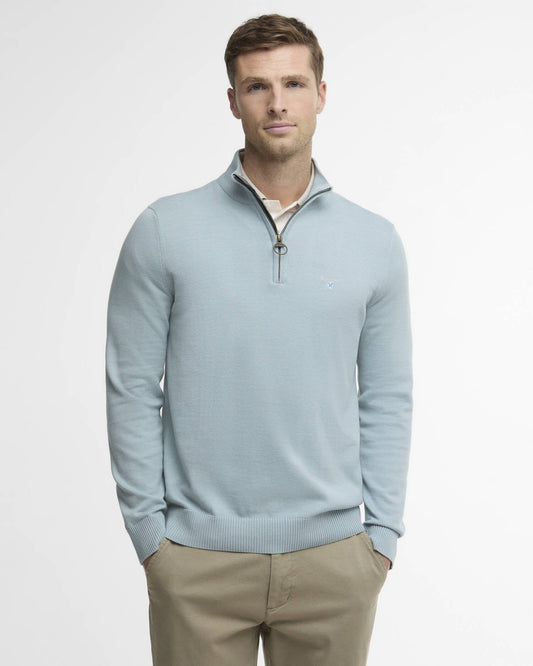 Young Ideas/Henmores - Lingwood Compact Cotton Half Zip Sweater - BU64 Slate - M