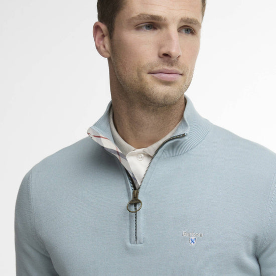 Young Ideas/Henmores - Lingwood Compact Cotton Half Zip Sweater - BU64 Slate - M