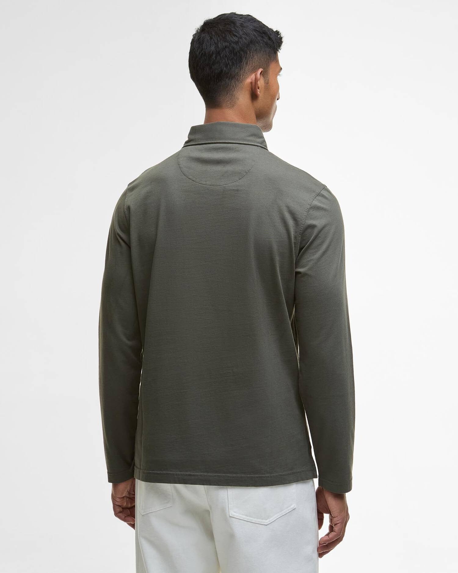 Young Ideas/Henmores - Margrove Long Sleeve Tailored Polo Shirt - Mid Olive - M