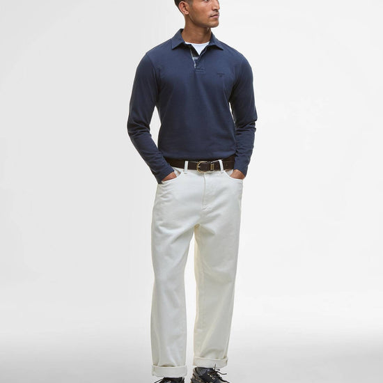 Young Ideas/Henmores - Margrove Long Sleeve Tailored Polo Shirt - Navy - M