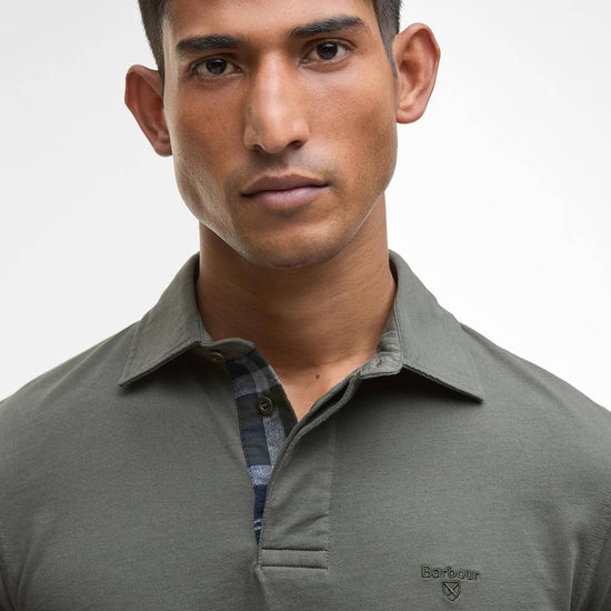 Young Ideas/Henmores - Margrove Long Sleeve Tailored Polo Shirt - Mid Olive - M