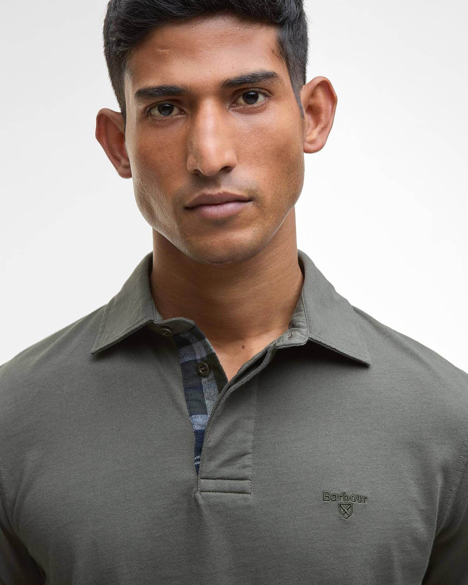 Young Ideas/Henmores - Margrove Long Sleeve Tailored Polo Shirt - Mid Olive - M