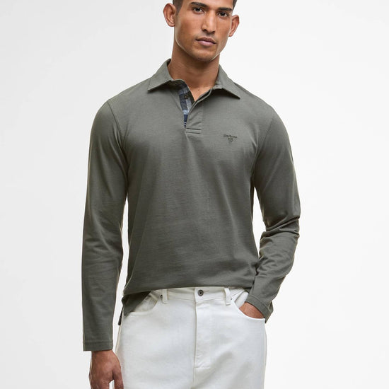 Young Ideas/Henmores - Margrove Long Sleeve Tailored Polo Shirt - Mid Olive - M