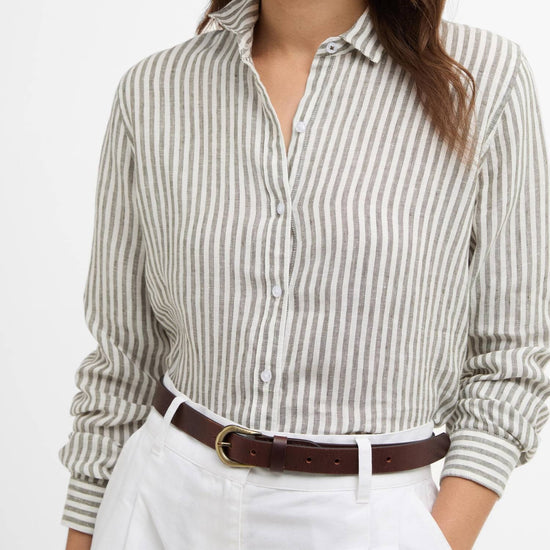 Young Ideas/Henmores - Marine Shirt - GN19 Dusky Khaki Stripe - 8