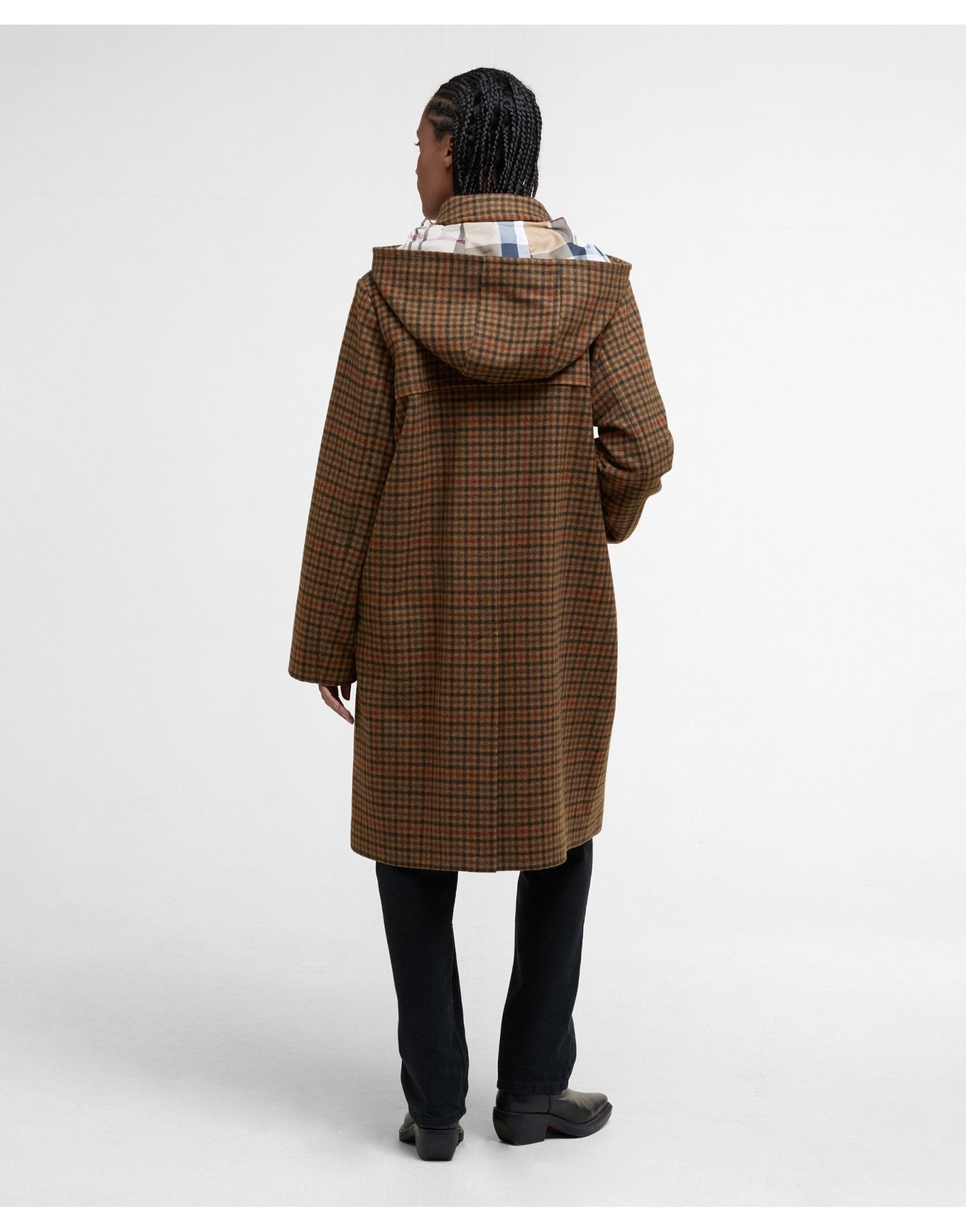 Young Ideas/Henmores - Melody Check Wool Duffle Coat - BR51 Brown/Orange Check/Hessian Tartan - 8