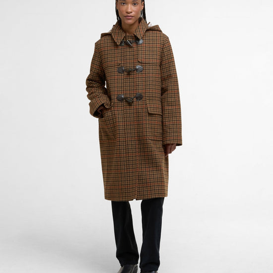 Young Ideas/Henmores - Melody Check Wool Duffle Coat - BR51 Brown/Orange Check/Hessian Tartan - 8