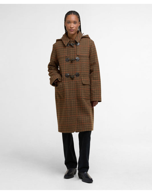 Young Ideas/Henmores - Melody Check Wool Duffle Coat - BR51 Brown/Orange Check/Hessian Tartan - 8
