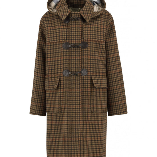 Young Ideas/Henmores - Melody Check Wool Duffle Coat - BR51 Brown/Orange Check/Hessian Tartan - 8