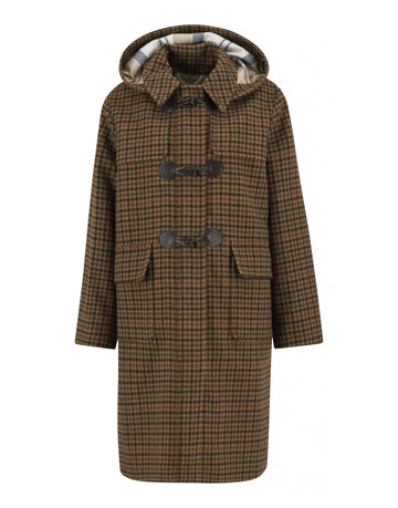 Young Ideas/Henmores - Melody Check Wool Duffle Coat - BR51 Brown/Orange Check/Hessian Tartan - 8