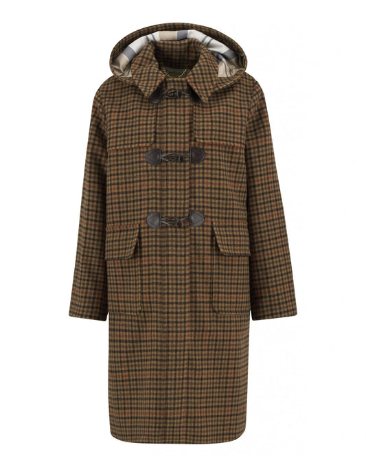 Young Ideas/Henmores - Melody Check Wool Duffle Coat - BR51 Brown/Orange Check/Hessian Tartan - 8