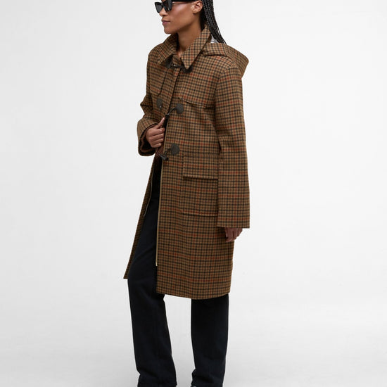 Young Ideas/Henmores - Melody Check Wool Duffle Coat - BR51 Brown/Orange Check/Hessian Tartan - 8