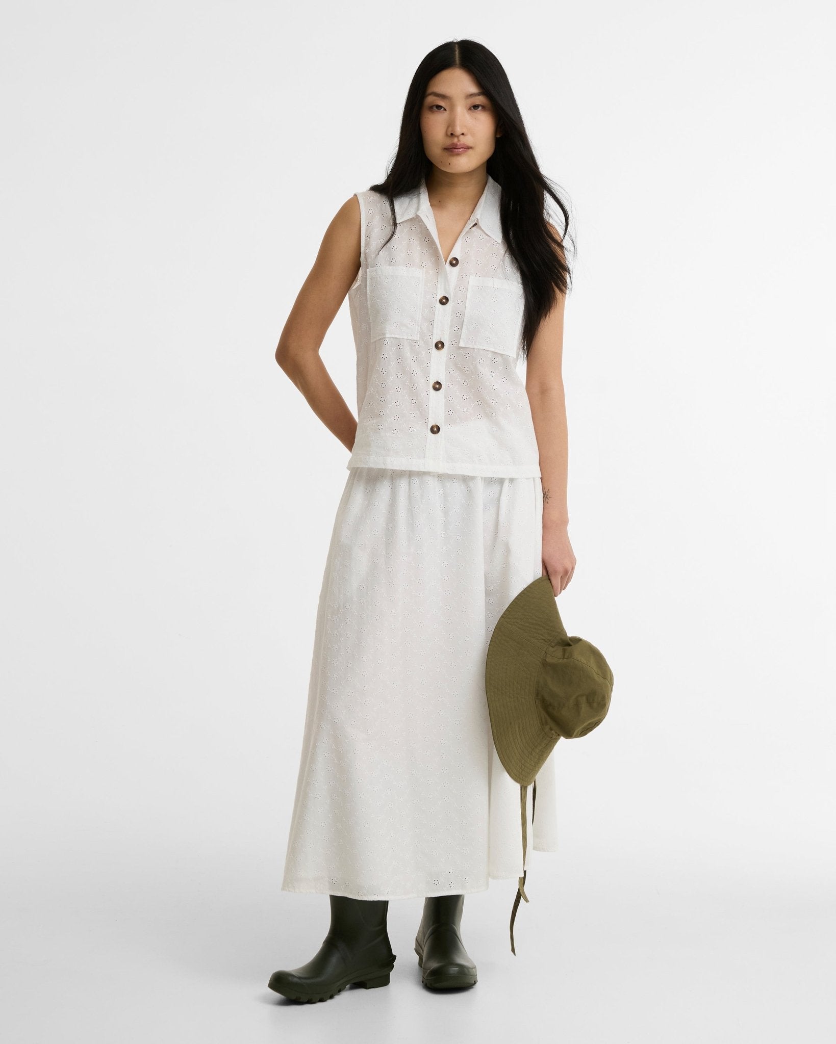 Young Ideas & Henmores - Melody Midi Skirt - WH11 White - 8