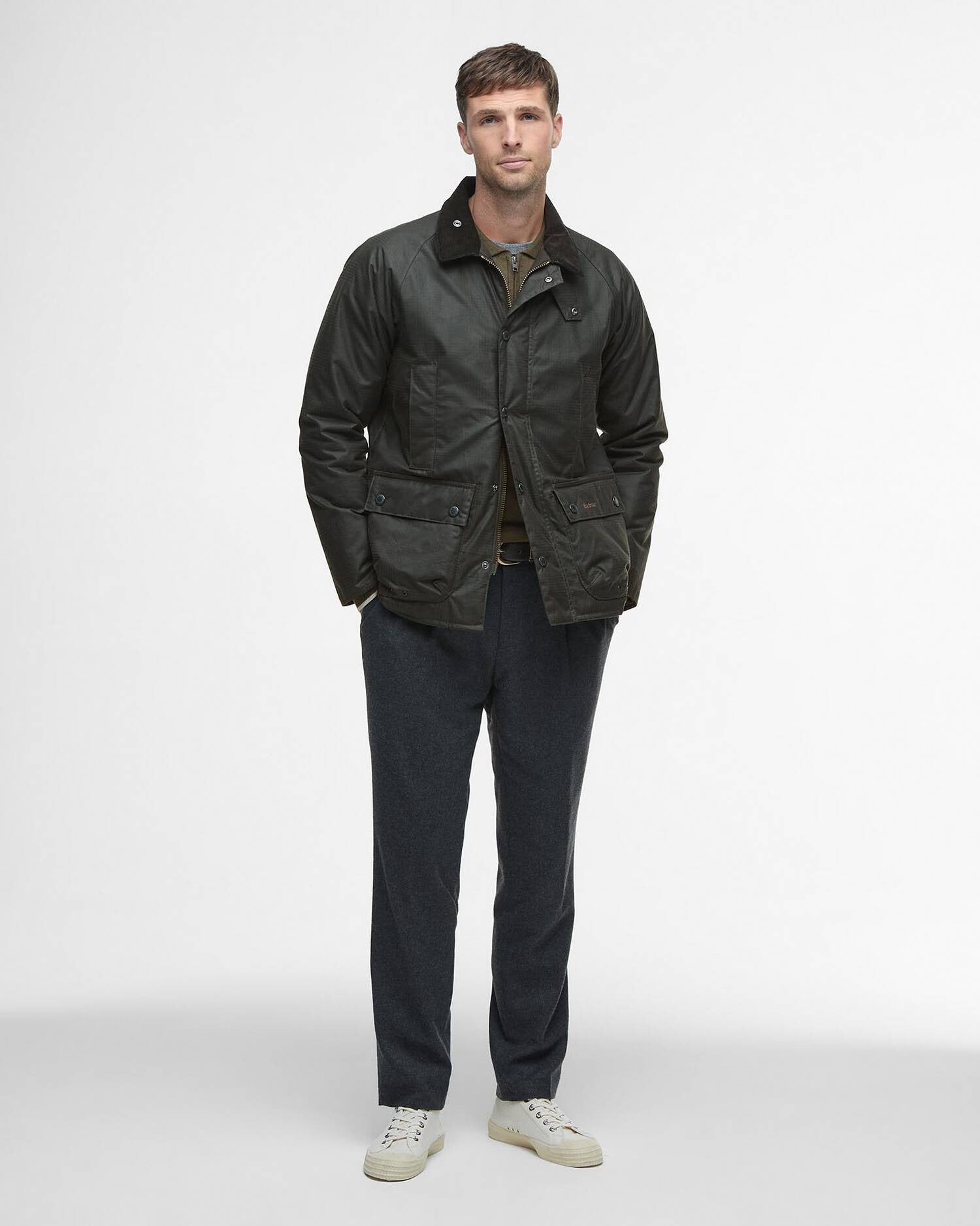 Young Ideas/Henmores - Modern Beaufort Check Wax Jacket - OL31 Olive Check - M