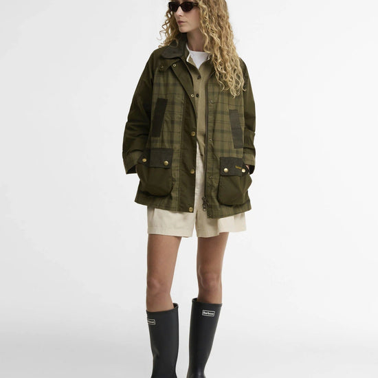 Young Ideas & Henmores - Modern Tartan Beadnell Casual Jacket - OL32 Dusky Green Tartan/Highland Olive - 8