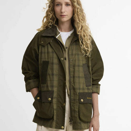 Young Ideas & Henmores - Modern Tartan Beadnell Casual Jacket - OL32 Dusky Green Tartan/Highland Olive - 8