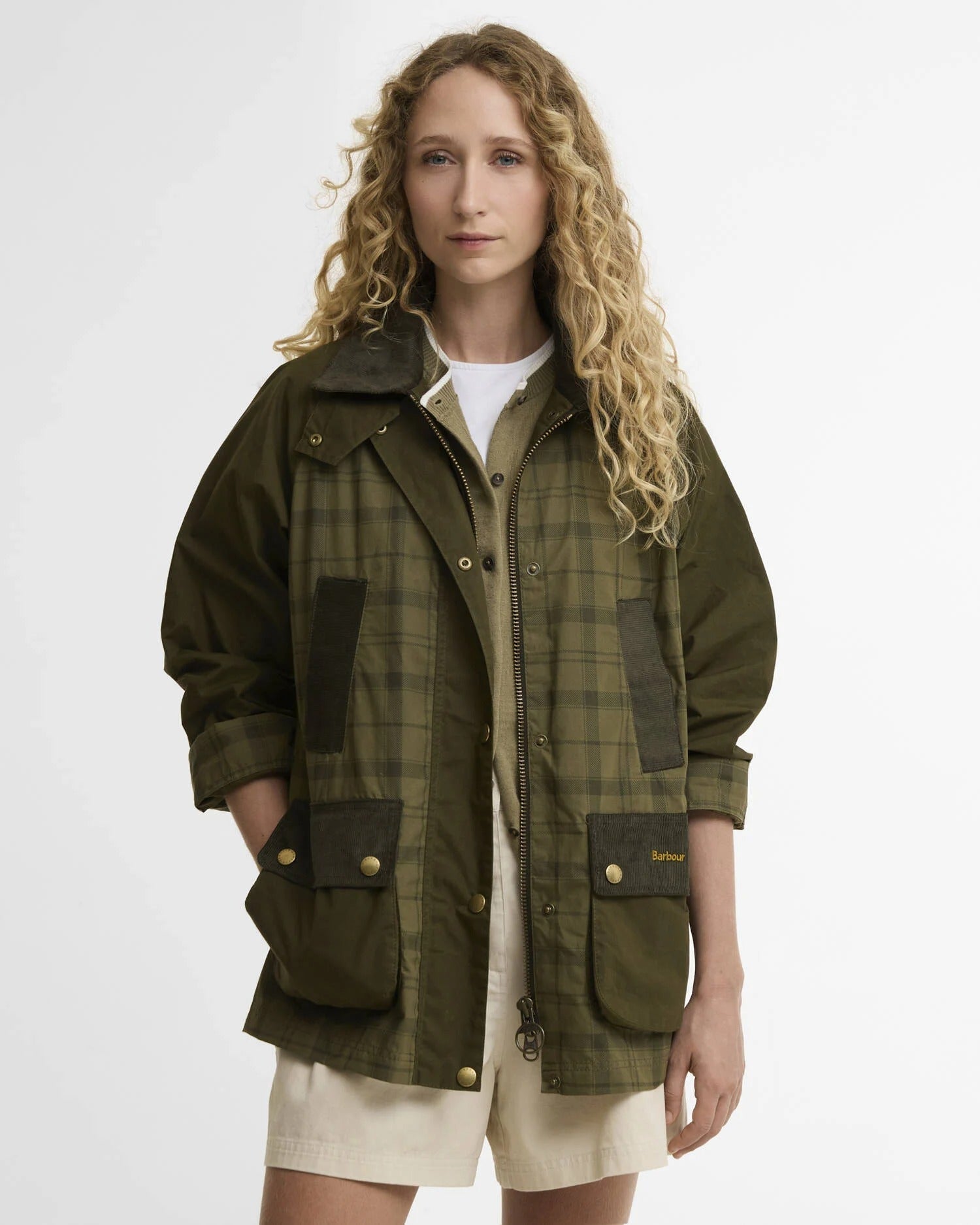 Young Ideas & Henmores - Modern Tartan Beadnell Casual Jacket - OL32 Dusky Green Tartan/Highland Olive - 8