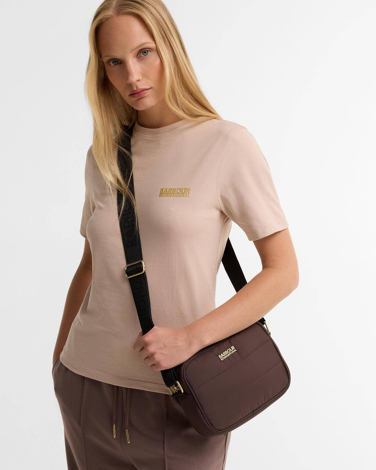 Young Ideas & Henmores -Monaco Baffle Quilt Crossbody Bag -BR91 Truffle -OS