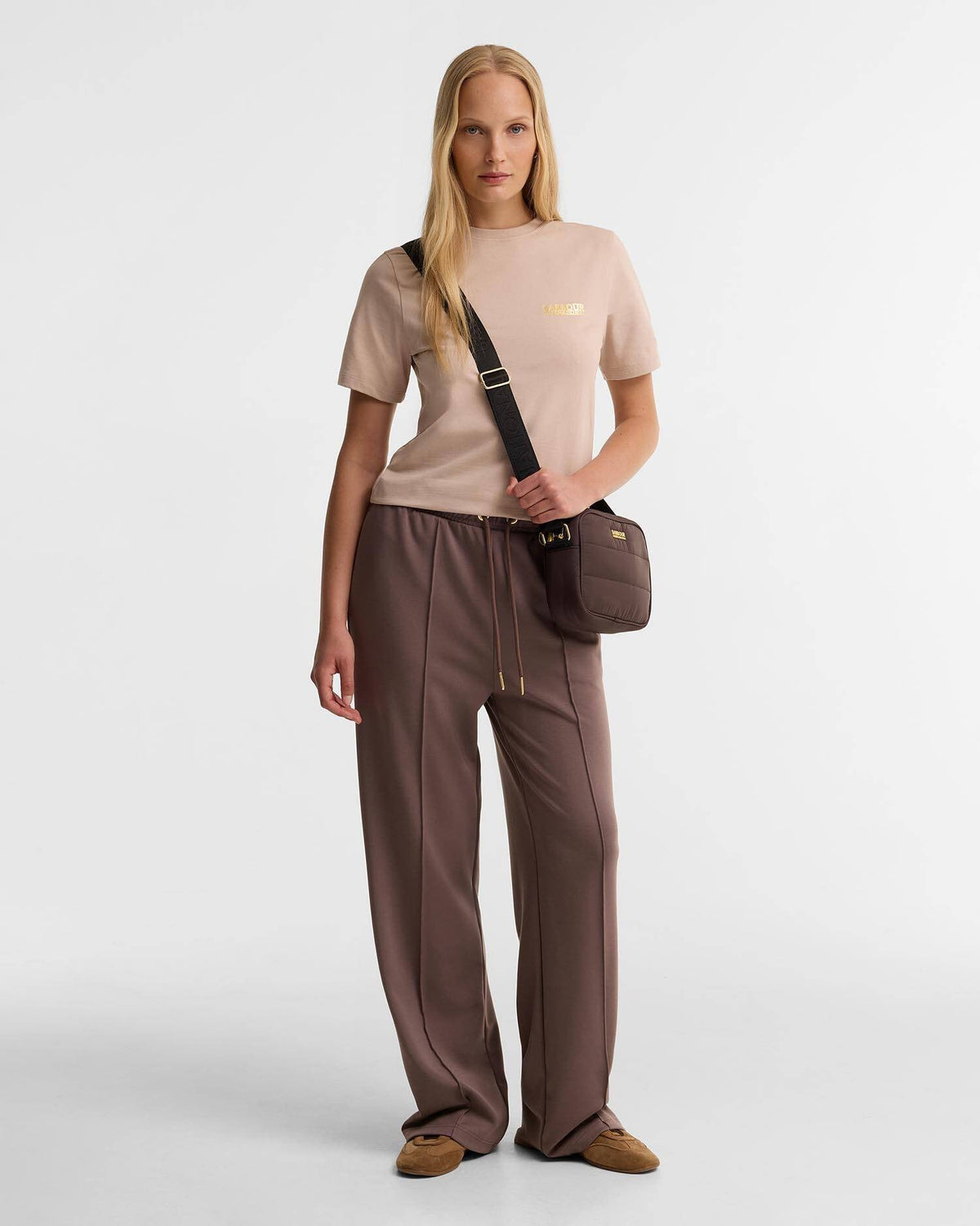 Young Ideas & Henmores -Monaco Baffle Quilt Crossbody Bag -BR91 Truffle -OS