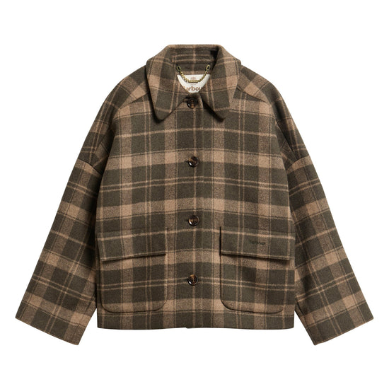 Young Ideas & Henmores -Myla Checked Wool Coat -OL51 Olive/Biscuit Check -6