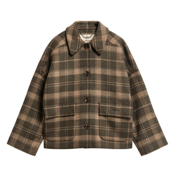 Young Ideas & Henmores -Myla Checked Wool Coat -OL51 Olive/Biscuit Check -6