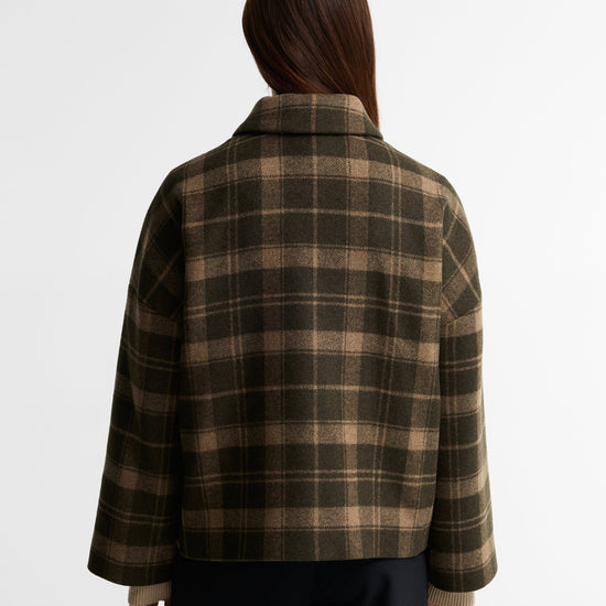 Young Ideas & Henmores -Myla Checked Wool Coat -OL51 Olive/Biscuit Check -6