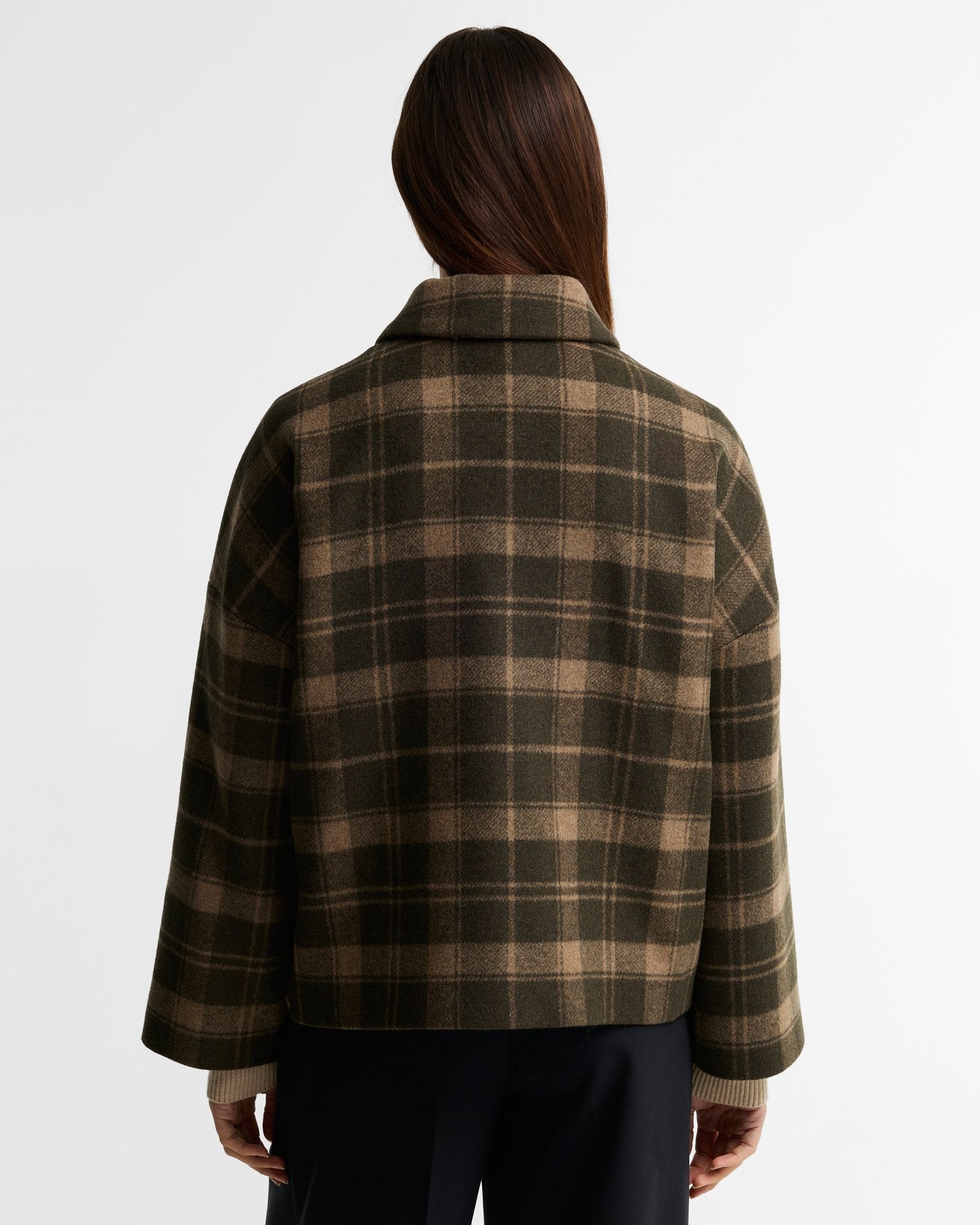 Young Ideas & Henmores -Myla Checked Wool Coat -OL51 Olive/Biscuit Check -6