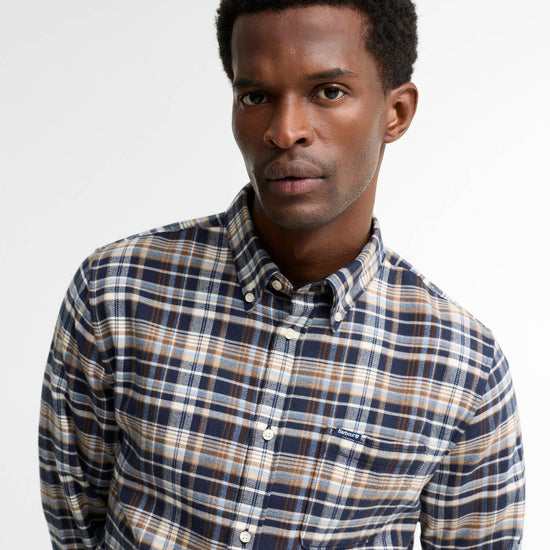 Young Ideas & Henmores -Northfell Tailored Checked Shirt -NY91 Navy -L