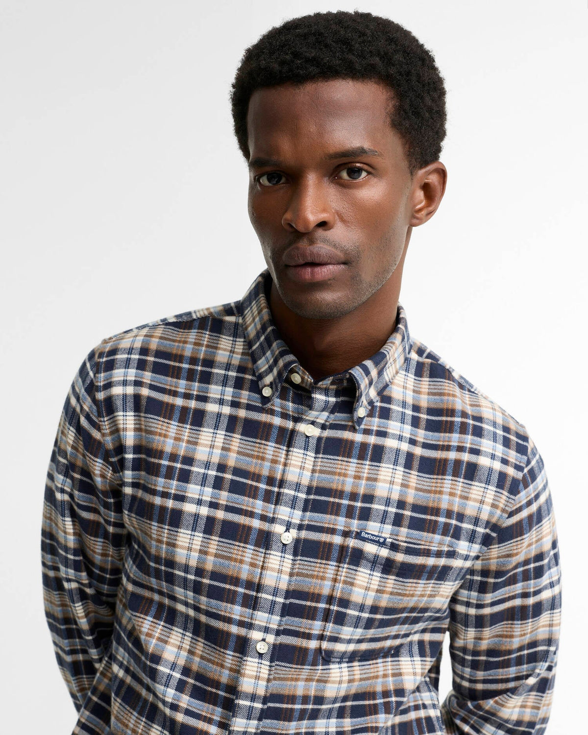 Young Ideas & Henmores -Northfell Tailored Checked Shirt -NY91 Navy -L